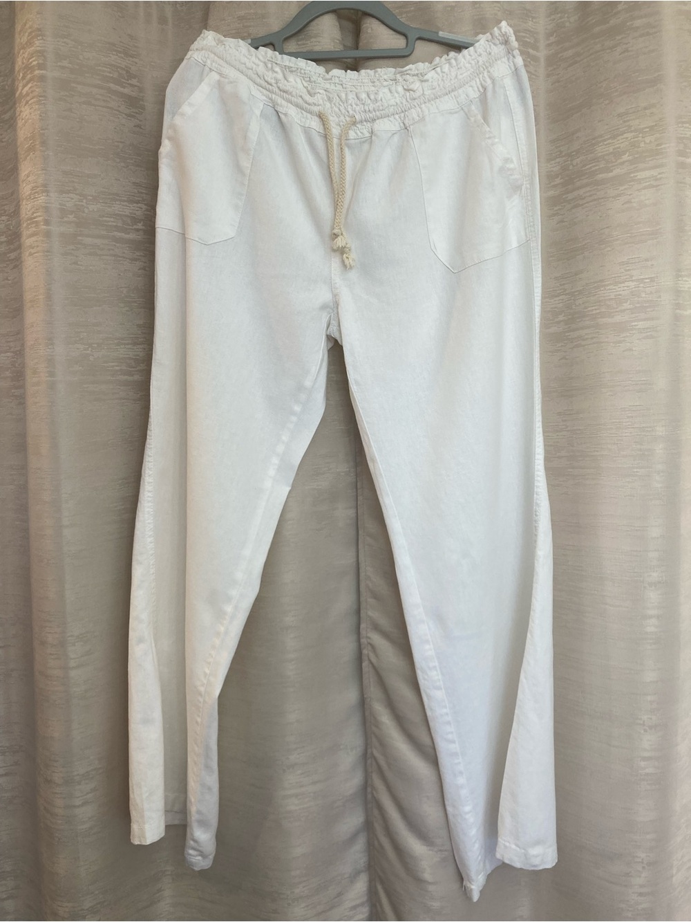 Style Me White Linen and Rayon Casual Wide Leg Pants XL.